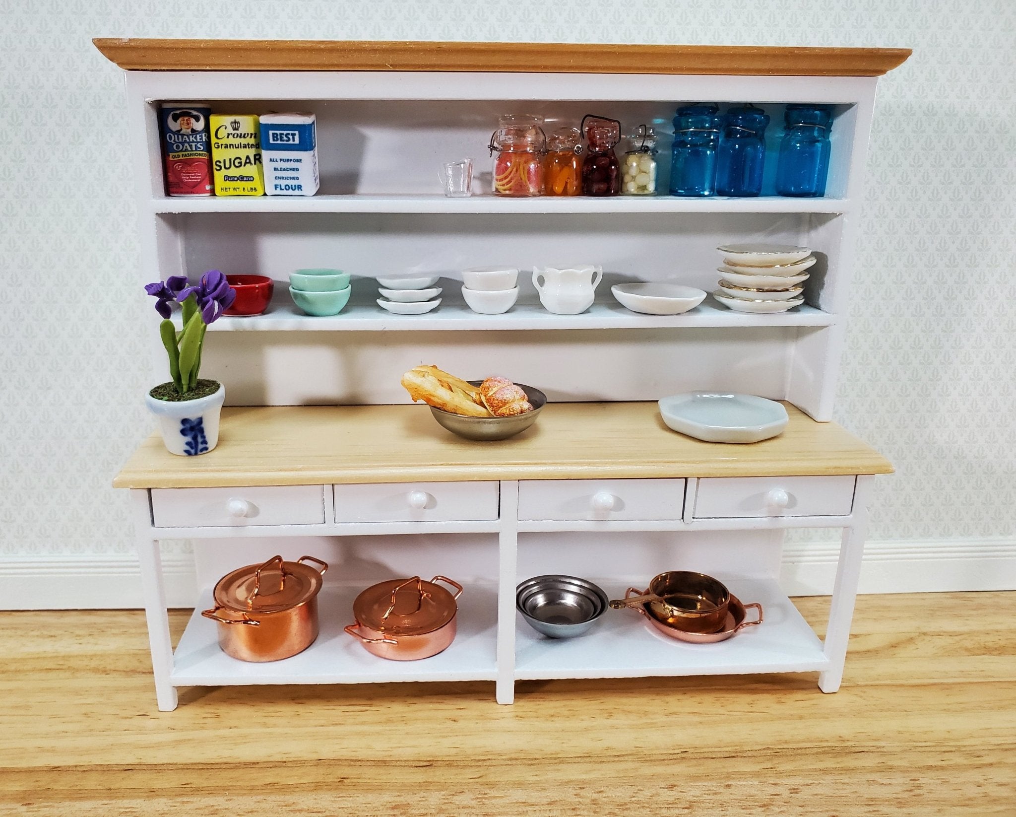 Namzi Dollhouse Furniture 1:6 Scale Miniature Modern Styled Garden Patio Park Bench Garden Decor - White