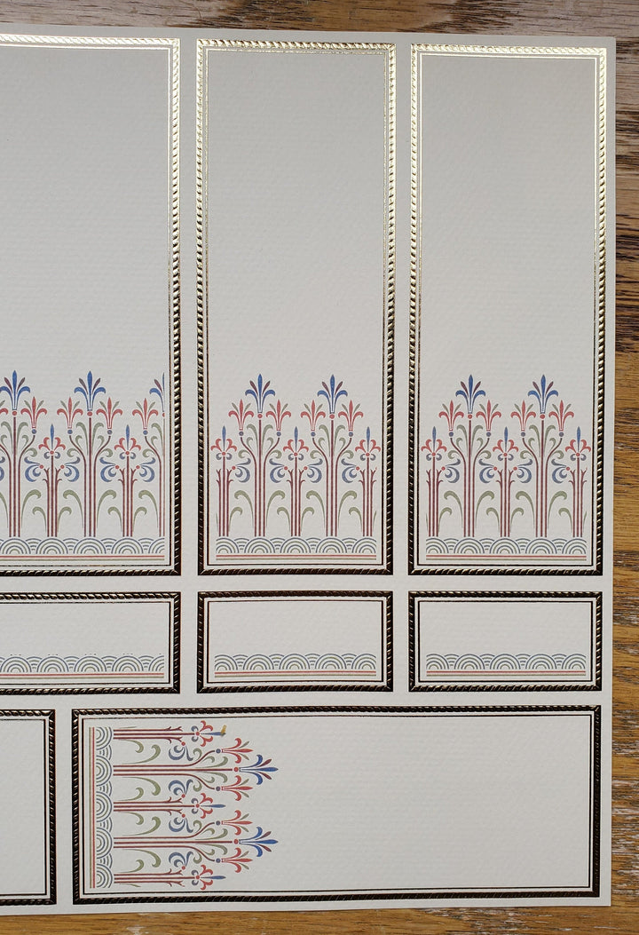 Dollhouse Wallpaper Art Deco Wall Panels Embossed by World Model 1:12 Scale Miniature