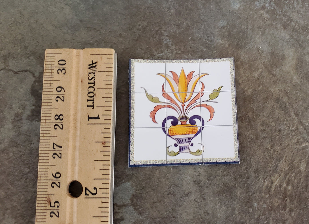 Dollhouse Miniature Wall "Tiles" Embossed Paper Flower in Vase 1:12 Scale by World Model