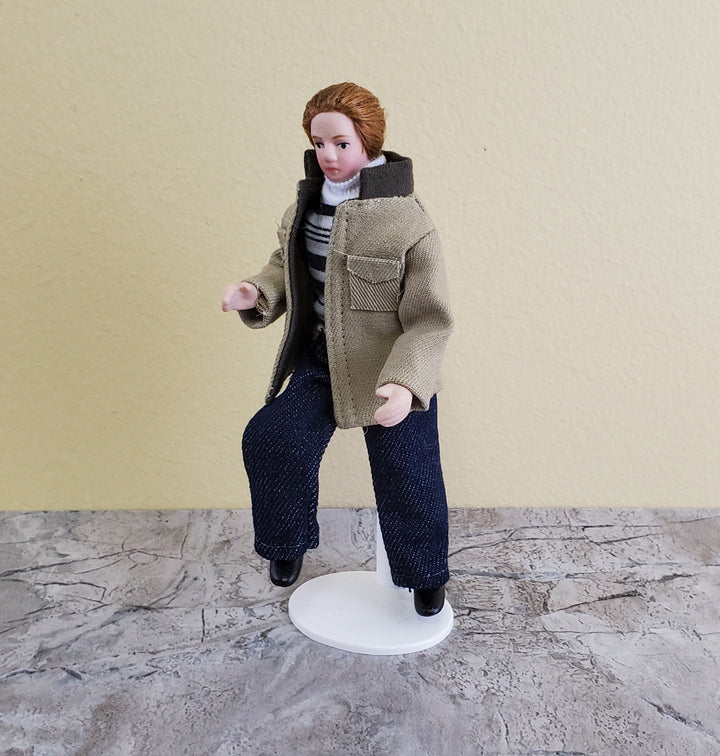 Dollhouse Miniature Man Modern Doll Porcelain Dad Father 1:12 Scale Poseable