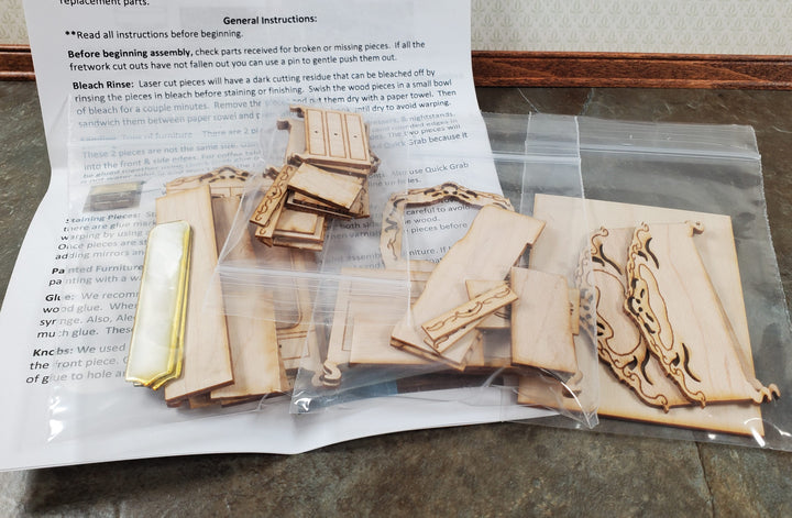 Dollhouse HALF SCALE Furniture KIT DIY Victorian Bedroom Set Bed Dressers + 1:24