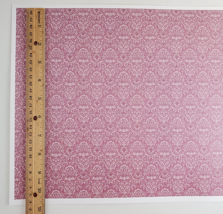 Dollhouse Wallpaper Damask "Purple Orchid" Victorian 1:12 Scale Itsy Bitsy Miniatures