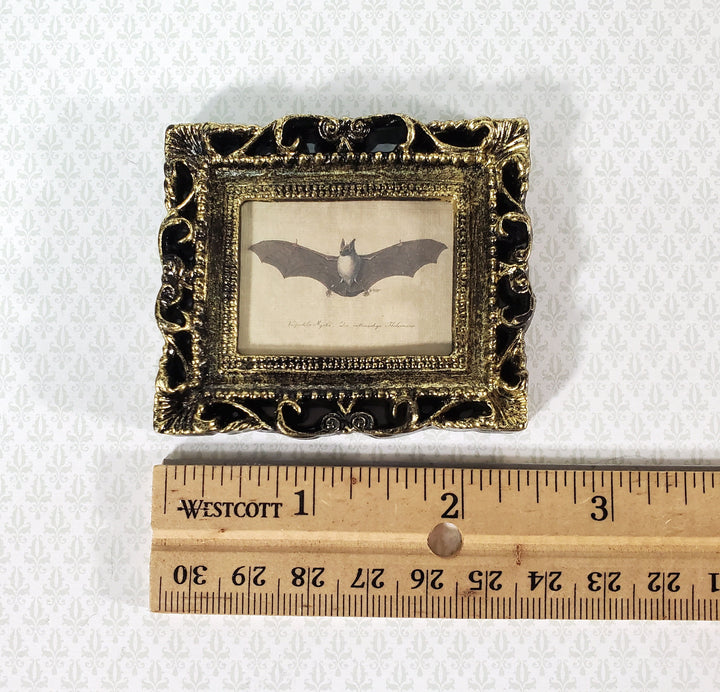 Miniature Vintage Bat Drawing Framed Print 1:12 Scale Halloween Haunted House