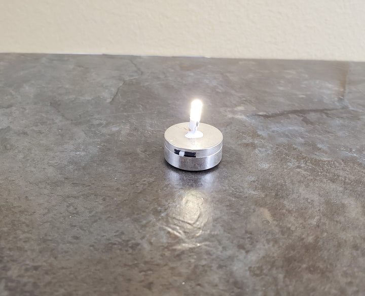 Dollhouse Miniature LED Battery Light Bulb on Silver Base 1:12 Scale