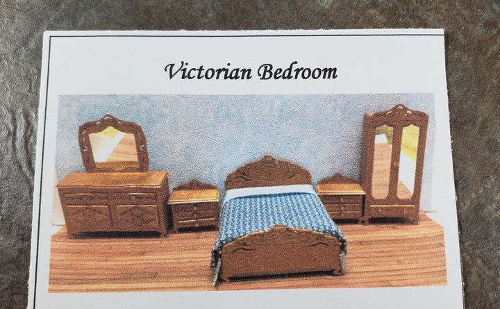 Dollhouse HALF SCALE Furniture KIT DIY Victorian Bedroom Set Bed Dressers + 1:24