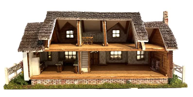 1:144 Scale Dollhouse KIT Tiny Ranch House 6 Room Home Includes Greenery - Miniature Crush