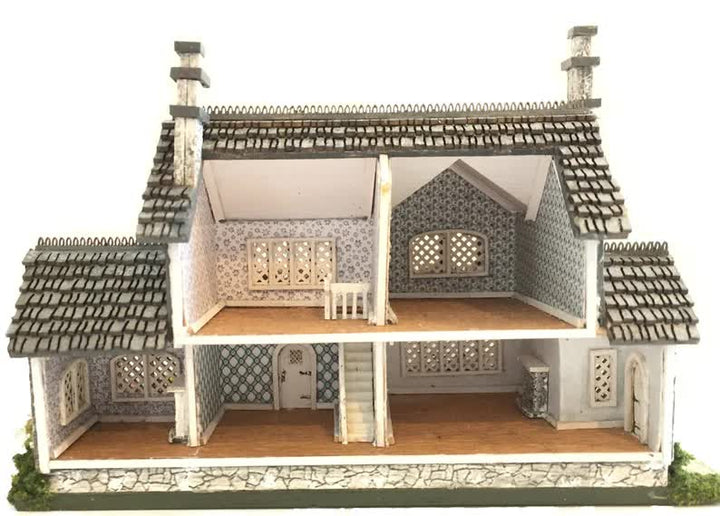 1:144 Scale Dollhouse KIT Tiny Tudor Style 5 Room Home Includes Greenery Foilage - Miniature Crush