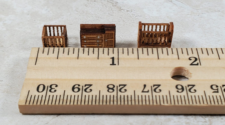 Dollhouse 1:144 Scale Furniture KIT DIY Nursery Country Style Cradle Playpen