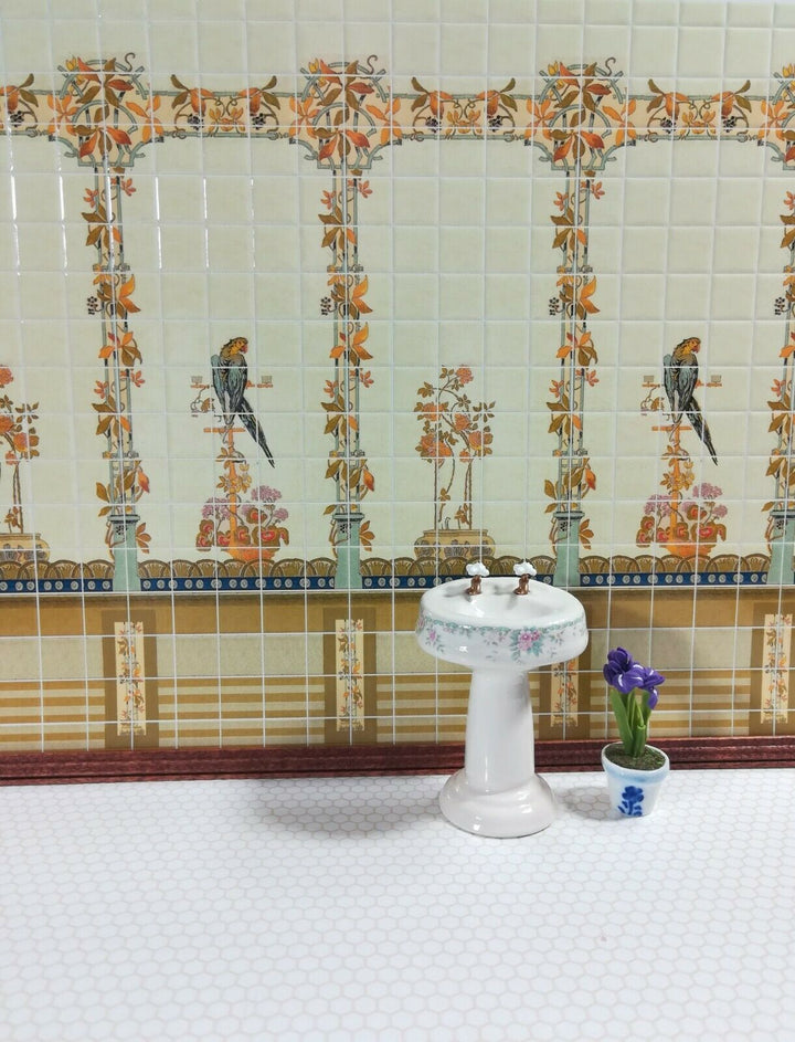 Dollhouse Miniature Yellow Parrot Wall Tiles Embossed 1:12 Scale by World Model