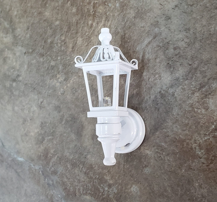 Dollhouse Miniature Battery Light Coach Lamp White Metal Large 2" 1:12 Scale