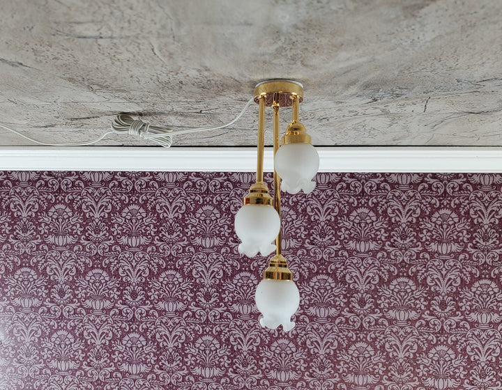 Dollhouse Tall Tulip Ceiling Light Hanging Electric 12 Volt 1:12 Scale Miniature Dollhouse Lights