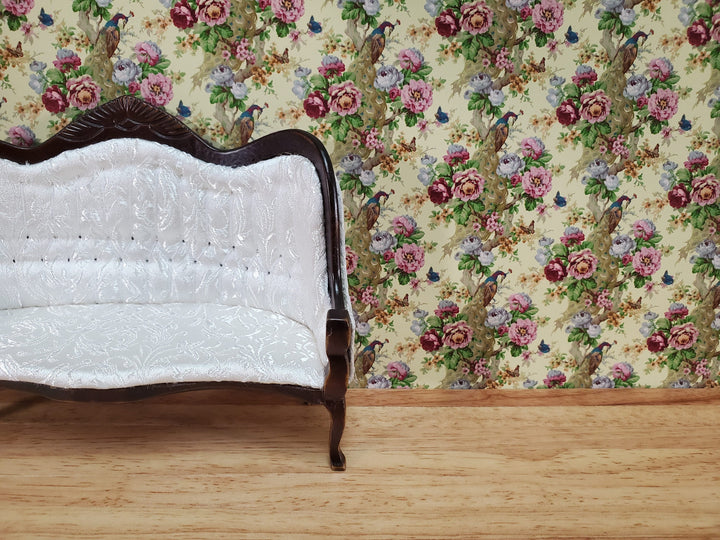 Dollhouse Wallpaper Peacock and Rose Floral Bradbury & Bradbury 1:12 Scale