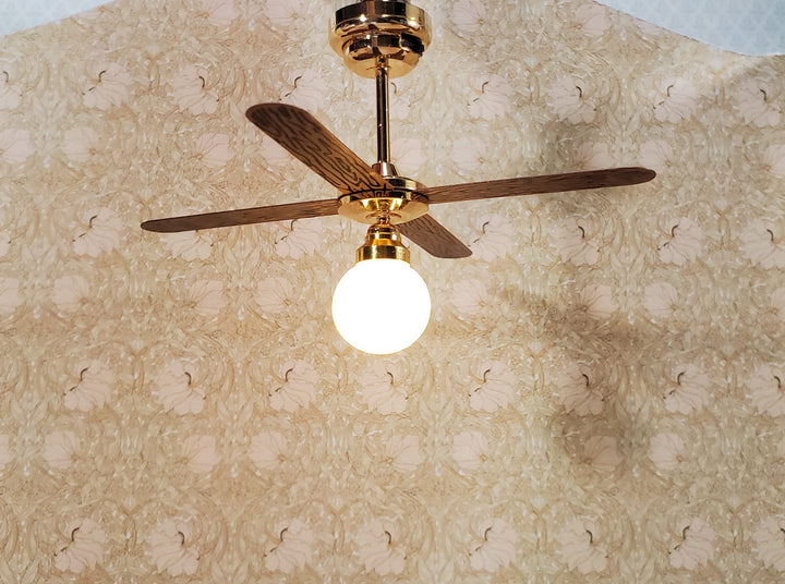 Dollhouse Battery Ceiling Fan Light 4 Blades 1:12 Scale Miniature