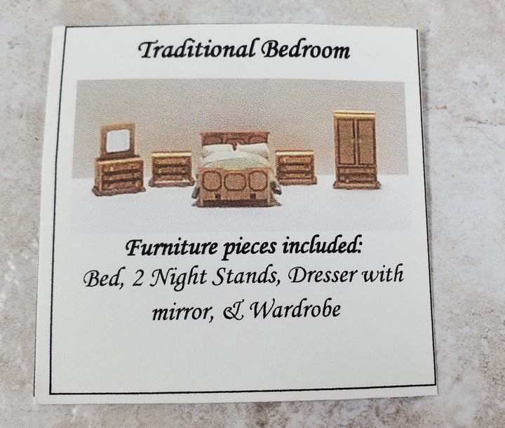 Dollhouse 1:144 Scale Furniture KIT DIY Traditional Bedroom Set Bed Dresser +