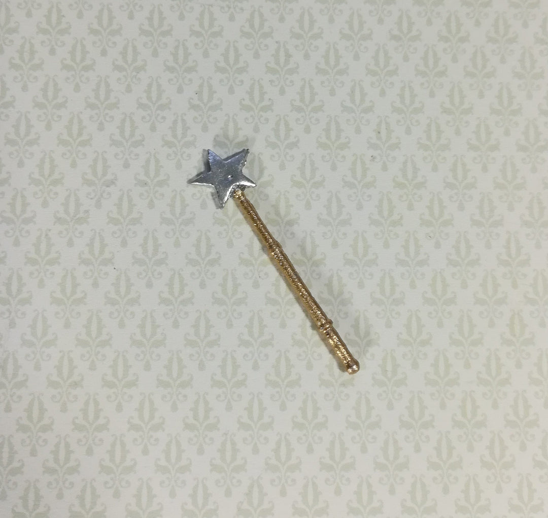 Dollhouse Miniature Magic Fairy Wand with Silver Star 1:12 Scale Fairy Garden