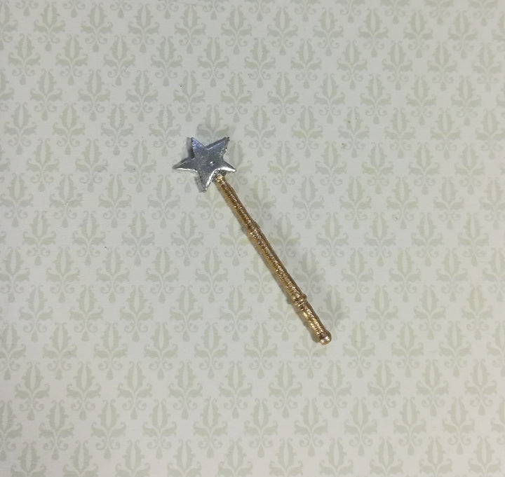 Dollhouse Miniature Magic Fairy Wand with Silver Star 1:12 Scale Fairy Garden