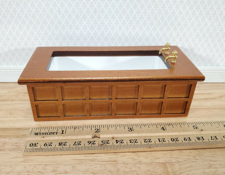 Dollhouse Bathroom Set Victorian Tub Toilet Sink Walnut Finish 1:12 Scale Miniature Furniture