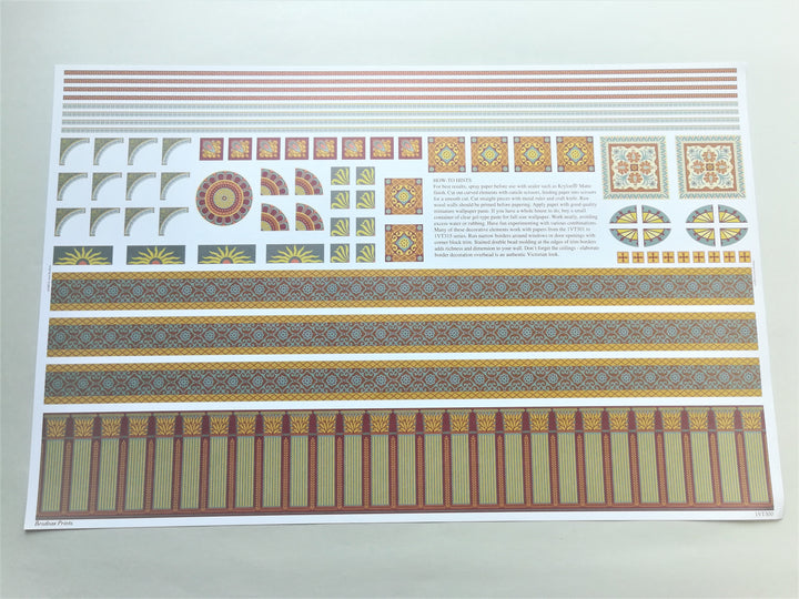 Dollhouse Wallpaper Miniature Brodnax Victorian Borders & Decoration 1:12 Scale