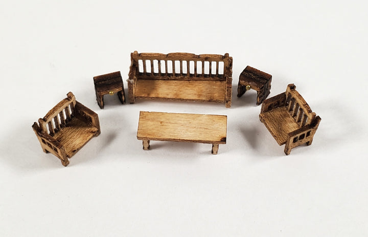 Dollhouse 1:144 Scale Furniture KIT DIY Country Living Room Set Sofa Chairs +