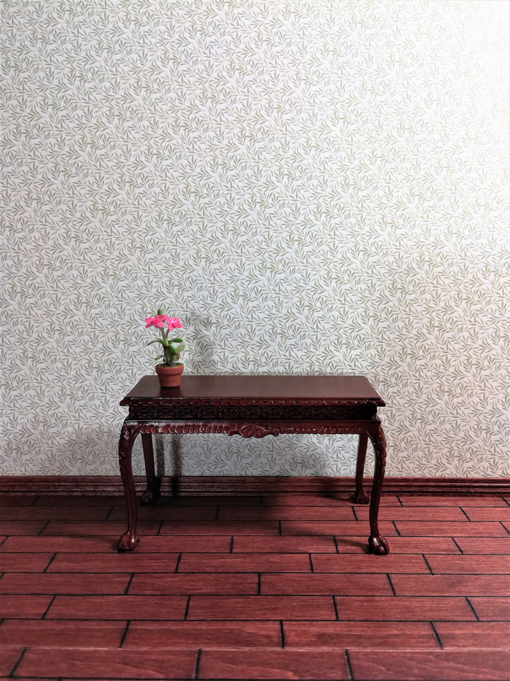 Dollhouse Miniature Wallpaper Brodnax Green & Cream Leaves "Willow" 1:12 Scale