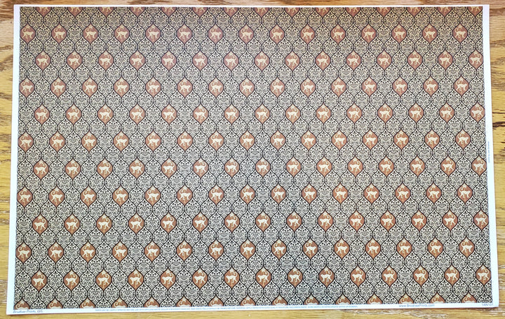 Dollhouse Wallpaper Brodnax "Monkeys" Brown Black Tan 1:12 Scale Miniature