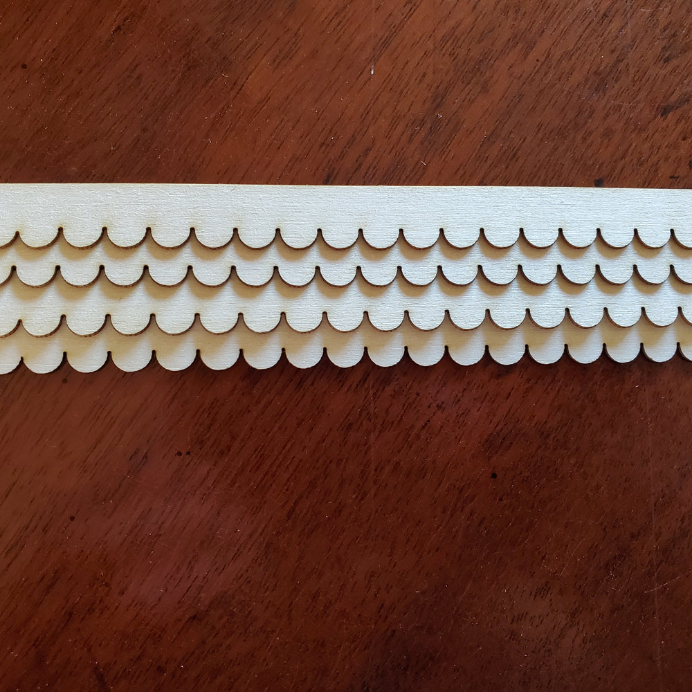 Dollhouse Scalloped Trim Victorian Style 4 Pieces 3/8" x 17" - Thin 1/32" for Overlapping