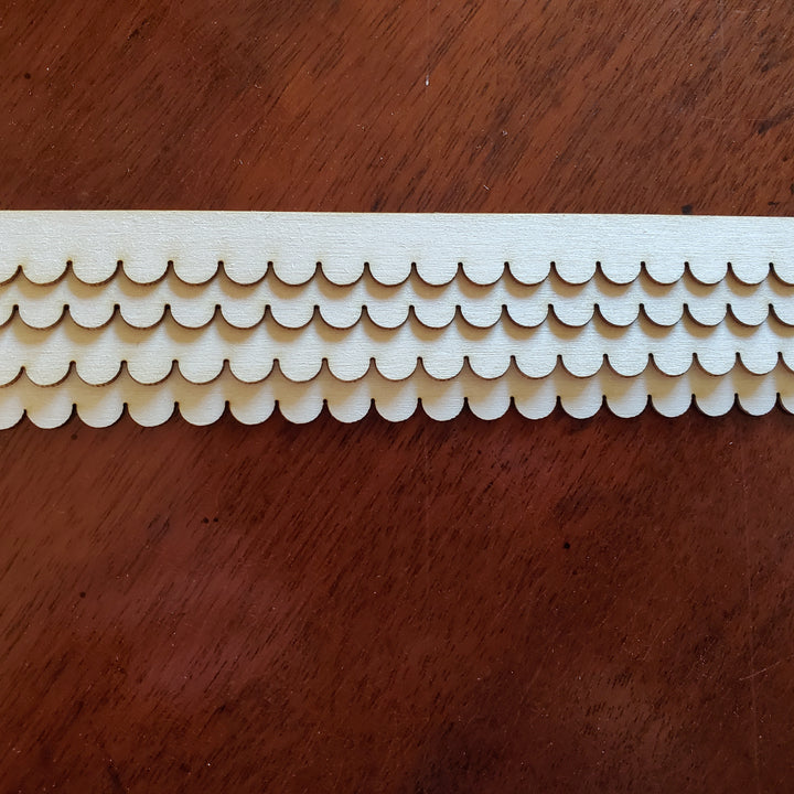 Dollhouse Scalloped Trim Victorian Style 4 Pieces 3/8" x 17" - Thin 1/32" for Overlapping