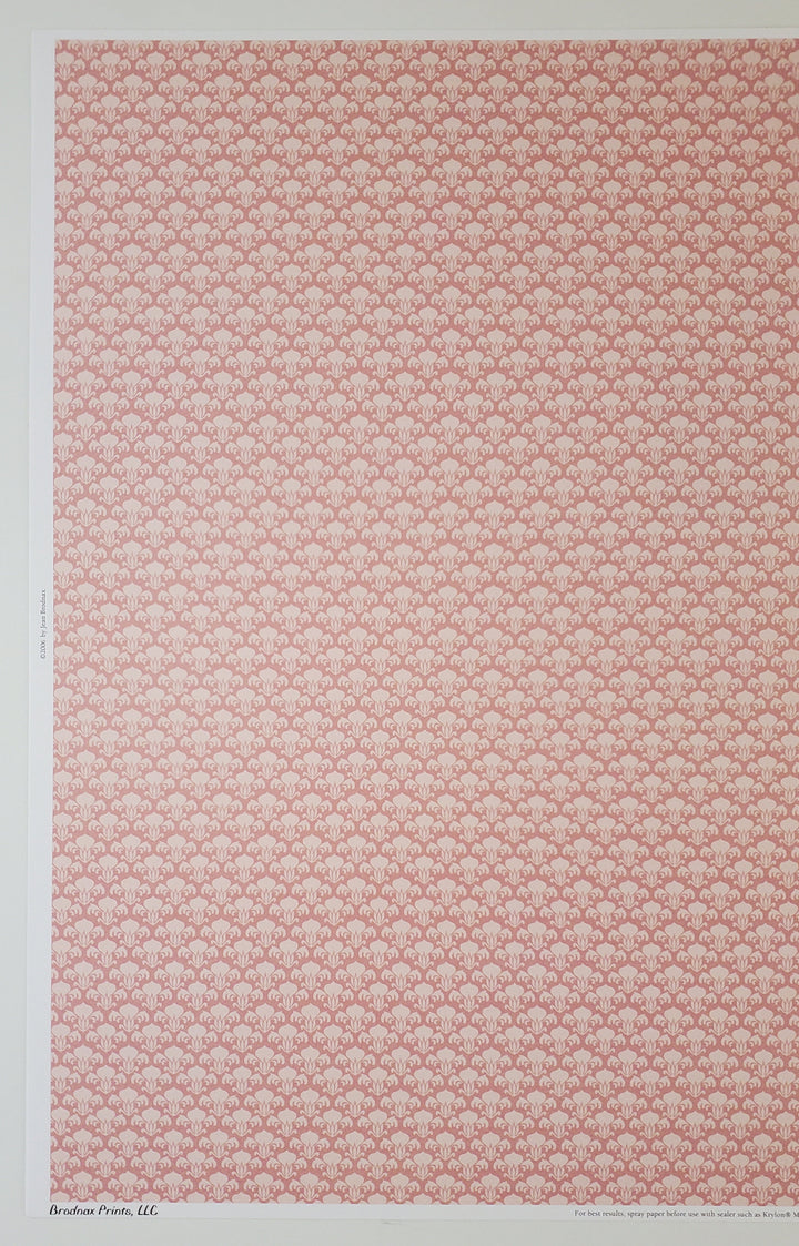 Dollhouse Miniature Wallpaper Brodnax "Pink Champagne" Victorian Craftsman Style 1:12 Scale