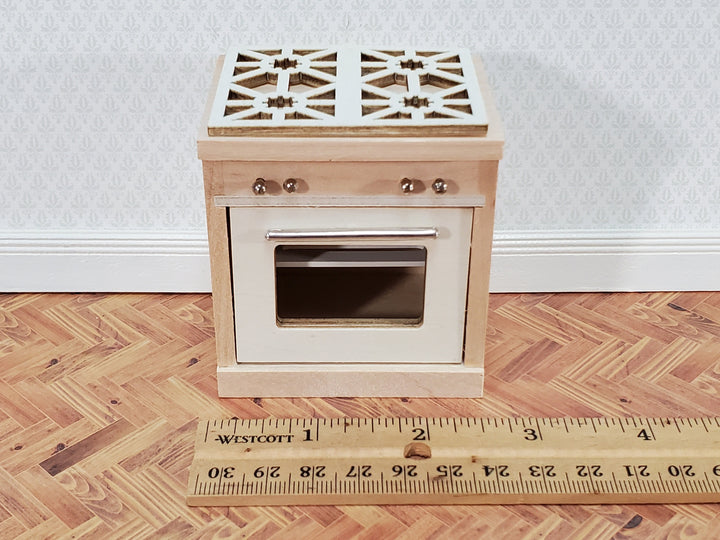 Dollhouse Kitchen Oven with Stove Top Modern Unpainted Wood 1:12 Scale Miniature