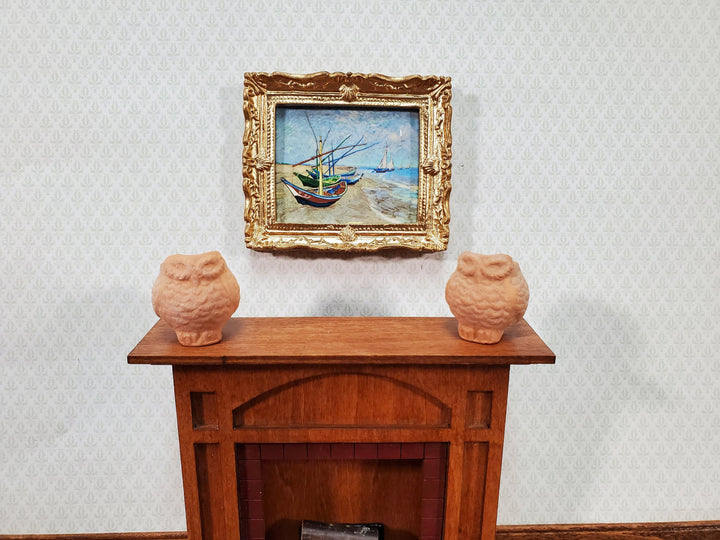 Dollhouse Owl Planters Terra Cotta Pots Set of 2 Unglazed 1:12 Scale Miniatures