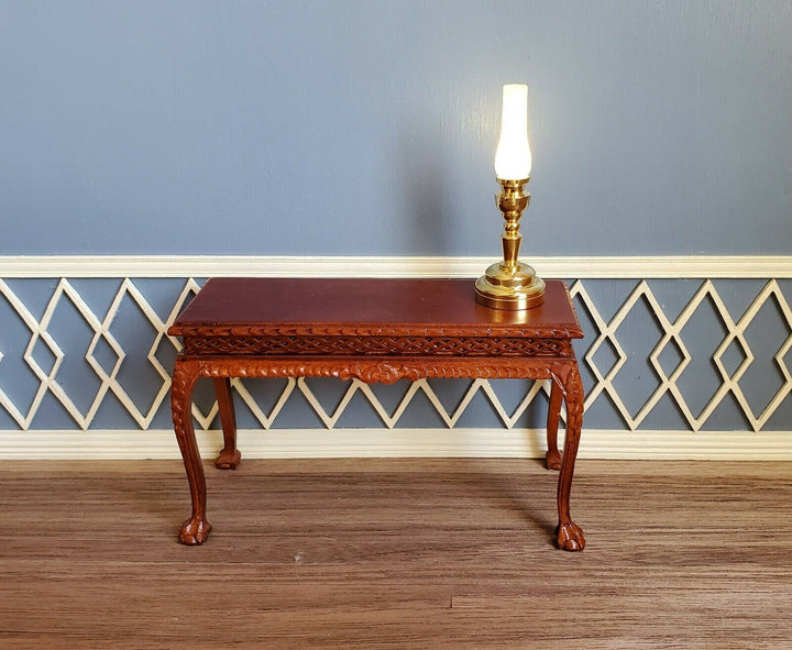 Dollhouse Battery Light Hurricane Lantern Table Lamp Gold 1:12 Scale Miniature