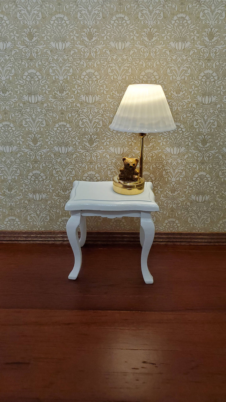 Dollhouse Miniature Battery Light Teddy Bear Table Lamp 1:12 Scale Nursery