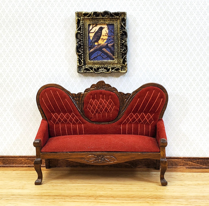 Miniature Raven with Moon Framed Print 1:12 Scale Halloween Haunted House