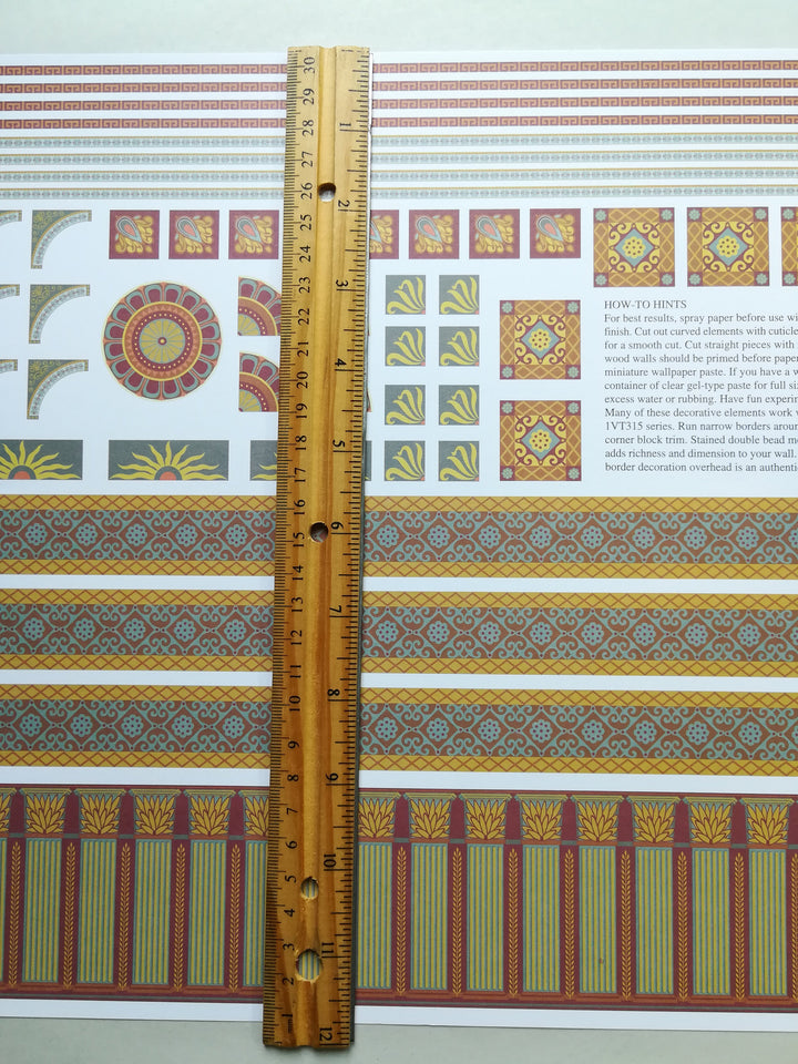 Dollhouse Wallpaper Miniature Brodnax Victorian Borders & Decoration 1:12 Scale