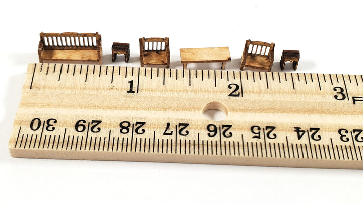 Dollhouse 1:144 Scale Furniture KIT DIY Country Living Room Set Sofa Chairs +