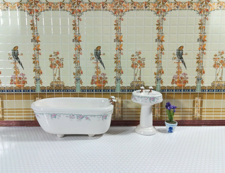 Dollhouse Miniature Yellow Parrot Wall Tiles Embossed 1:12 Scale by World Model