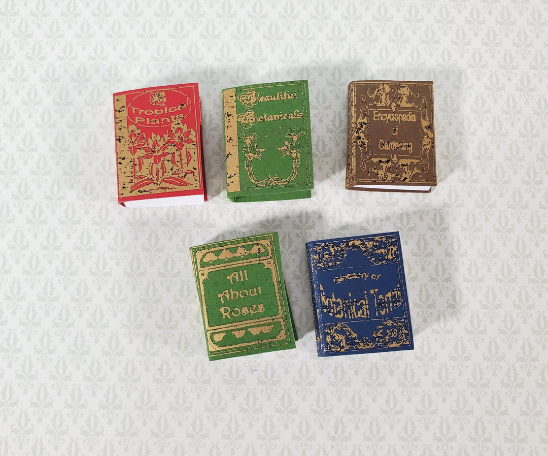 Dollhouse Books on Gardening Set of 5 1:12 Scale Miniatures (blank inside)