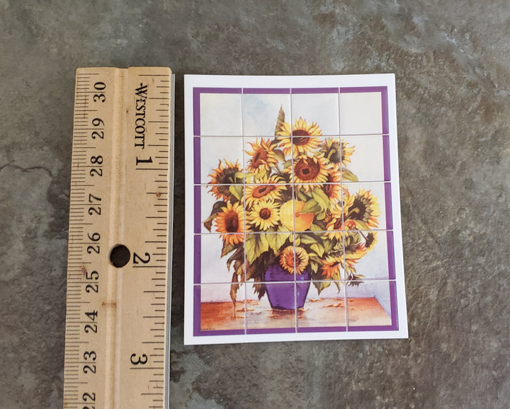 Dollhouse Miniature Wall "Tiles" Embossed Paper Sunflowers in Vase 1:12 Scale by World Model