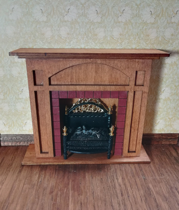 Dollhouse Lit Fire Basket Fireplace Insert Coals 12v with Plug 1:12 Scale Miniature