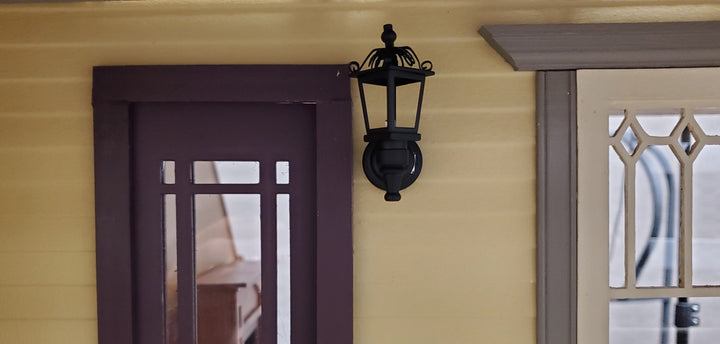 Dollhouse Battery Light Coach Lamp Black Metal Large 2" 1:12 Scale Miniature