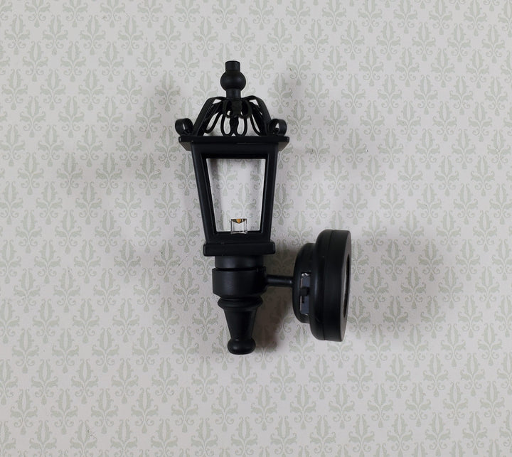 Dollhouse Battery Light Coach Lamp Black Metal Large 2" 1:12 Scale Miniature