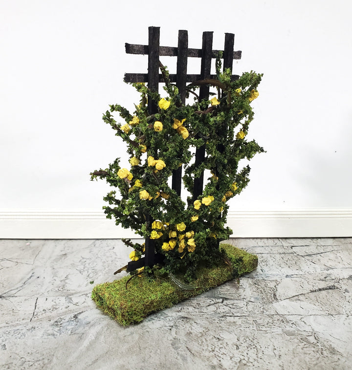 Dollhouse Climbing Roses on Trellis Yellow Flowering Shrub Small Miniatures
