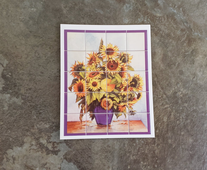 Dollhouse Miniature Wall "Tiles" Embossed Paper Sunflowers in Vase 1:12 Scale by World Model