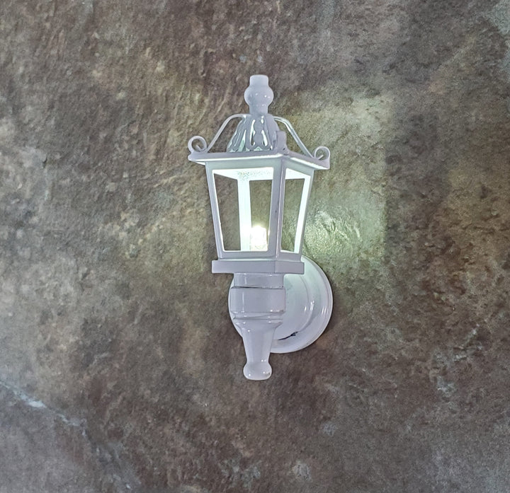 Dollhouse Miniature Battery Light Coach Lamp White Metal Large 2" 1:12 Scale