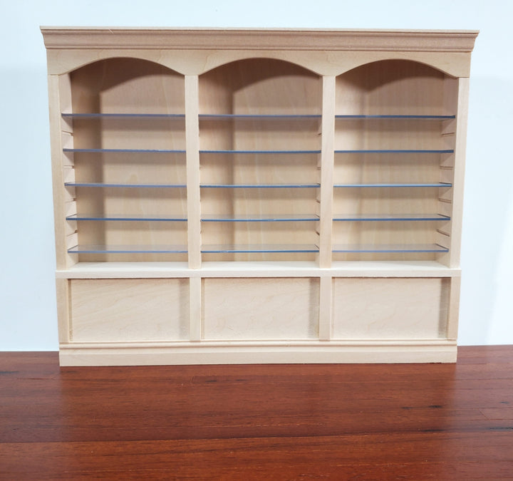 Dollhouse Library Bookcase Shop Shelves 3 Bays Adjustable Shelves 1:12 Scale Furniture