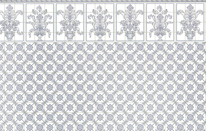 Dollhouse Kitchen Wallpaper by Brodnax "Leslie Blue" Delft Style 1:12 Scale
