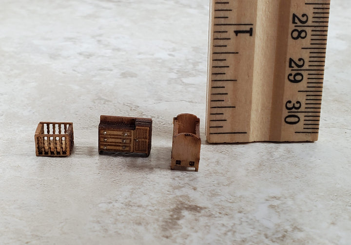 Dollhouse 1:144 Scale Furniture KIT DIY Nursery Country Style Cradle Playpen