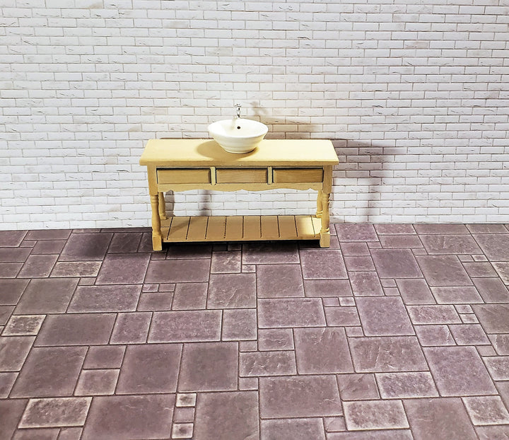 Dollhouse White Brick Weathered Aged Embossed Card 1:12 Scale Wallpaper