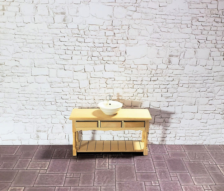 Dollhouse White Stone Wall Whitewashed Weathered Aged Embossed Card 1:12 Scale