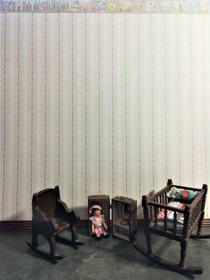 Dollhouse Brodnax Wallpaper Nursery Baby's Room "Mother Goose" 1:12 Scale